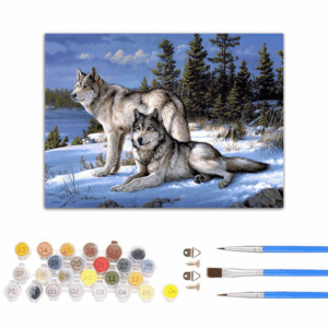 [50 by 40cm] Full Moon Wolves