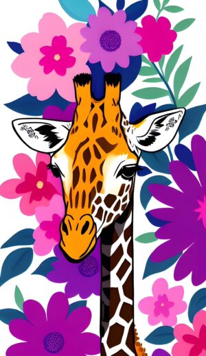 [40 by 50cm] WildFlower Giraffe