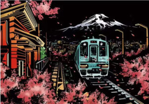 [40 by 30cm] Mt Fuji Scratch Art